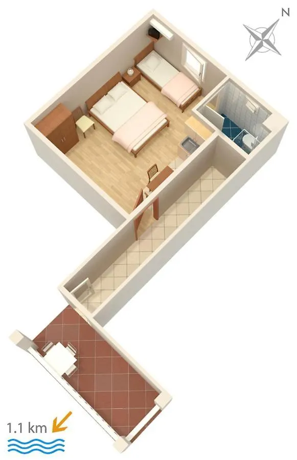 Apartamento Studio Biograd Na Moru 4305A